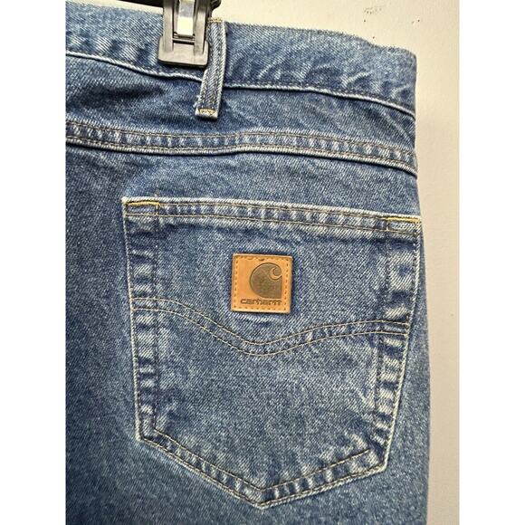 Carhartt B17 DST Relaxed Fit Denim Blue Jeans Mens 40x34 Workwear 5 Pocket - Picture 4 of 9